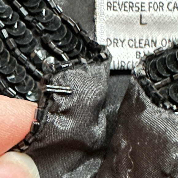 Niteline Della Roufogali Black Elegant Formal Beaded Sequence Hooks Closure SZ L - Picture 10 of 16